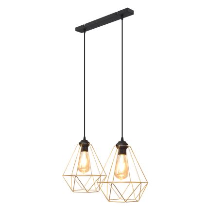 Luster na lanku KARO 2xE27/15W/230V zlatá/čierna