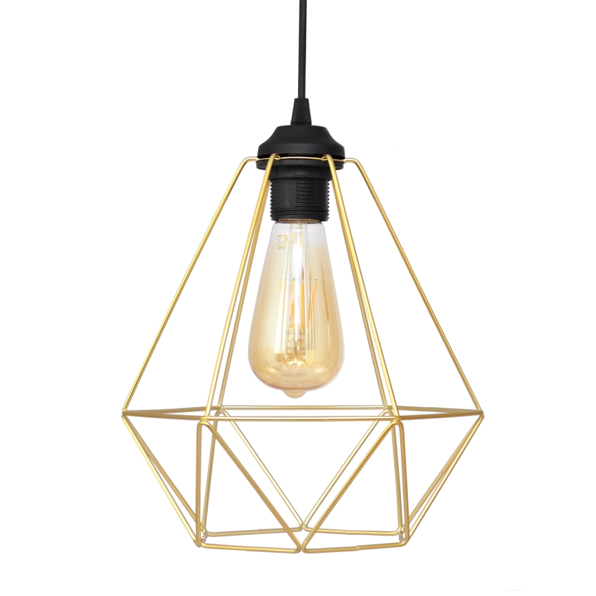 Luster na lanku KARO 2xE27/15W/230V zlatá/čierna