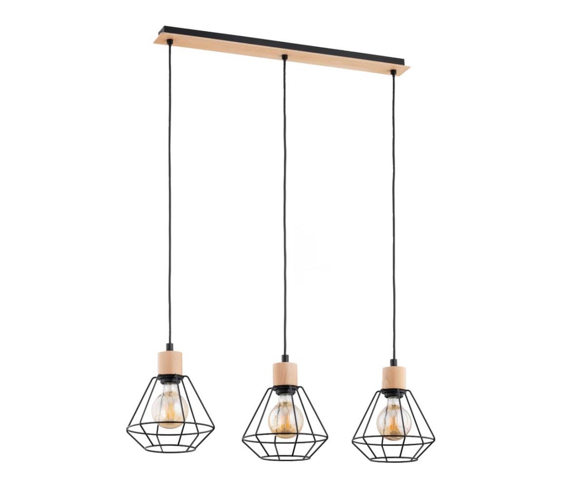 Luster na lanku KASTEL BASKET 3xE27/60W/230V béžová/čierna