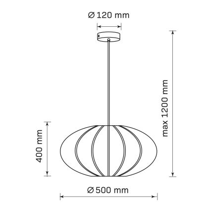 Luster na lanku KINU 1xE27/20W/230V pr. 50 cm čierna