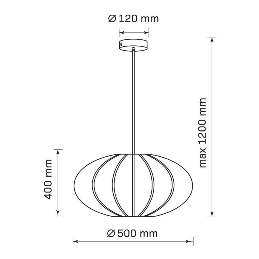 Luster na lanku KINU 1xE27/20W/230V pr. 50 cm čierna
