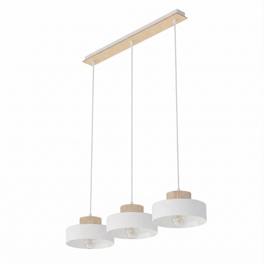 Luster na lanku KIVI 3xE27/15W/230V biela