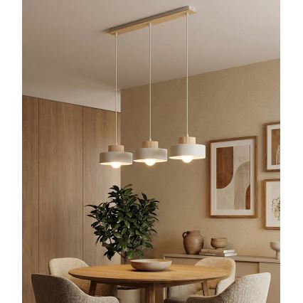 Luster na lanku KIVI 3xE27/15W/230V biela