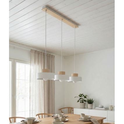Luster na lanku KIVI 3xE27/15W/230V biela