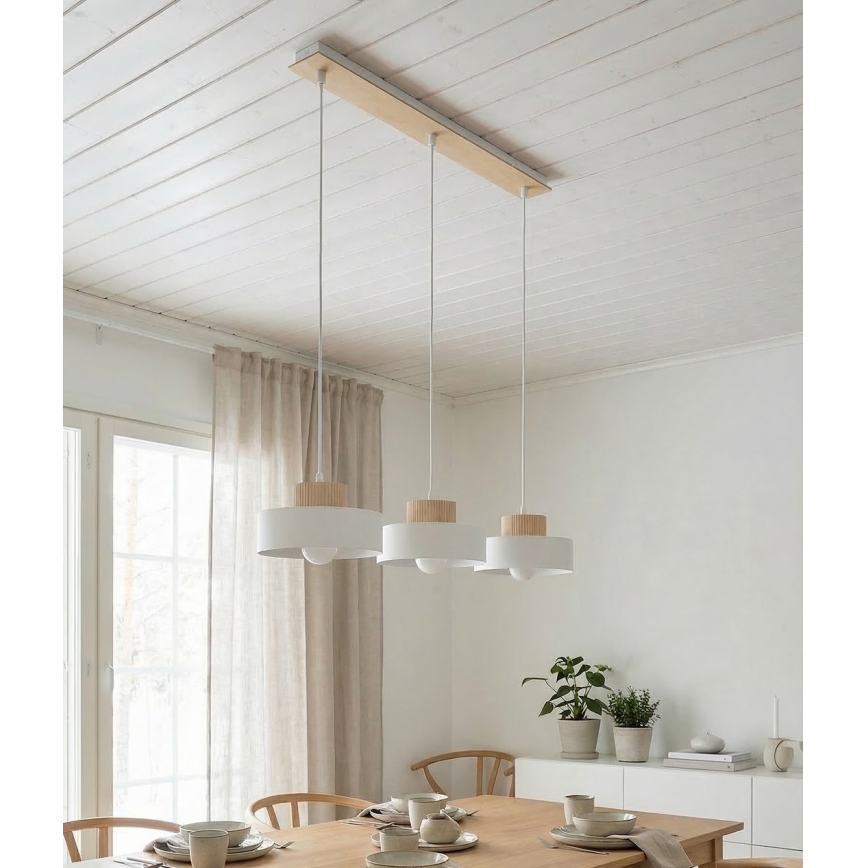 Luster na lanku KIVI 3xE27/15W/230V biela