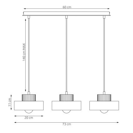 Luster na lanku KIVI 3xE27/15W/230V biela