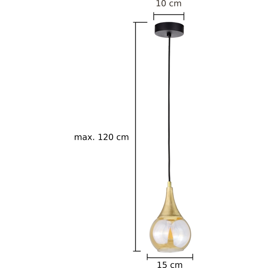 Luster na lanku LACRIMA HONEY 1xE27/60W/230V