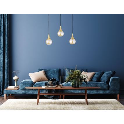 Luster na lanku LACRIMA HONEY 3xE27/60W/230V