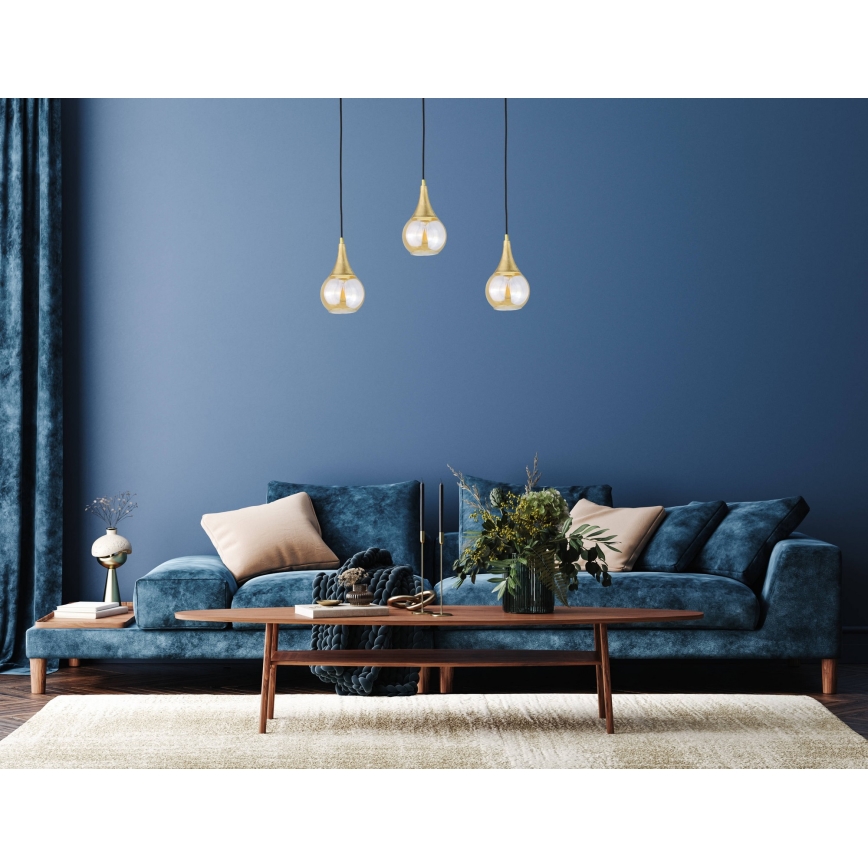 Luster na lanku LACRIMA HONEY 3xE27/60W/230V