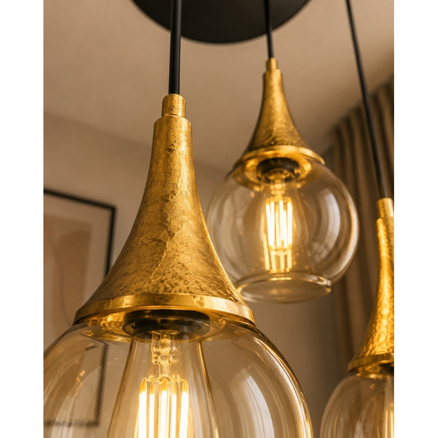 Luster na lanku LACRIMA HONEY 3xE27/60W/230V pr. 30 cm