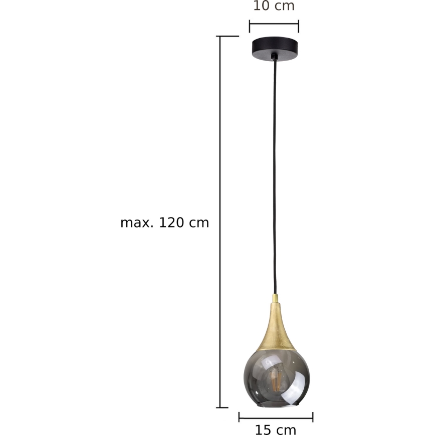 Luster na lanku LACRIMA SMOKY 1xE27/60W/230V