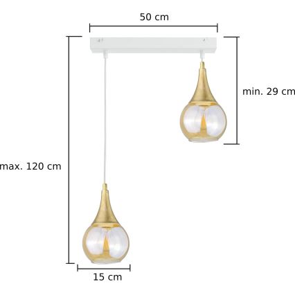 Luster na lanku LACRIMA WHITE 2xE27/60W/230V