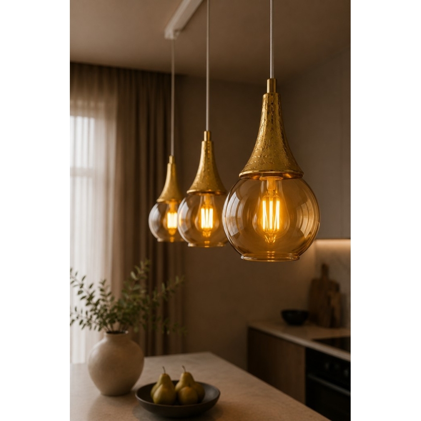 Luster na lanku LACRIMA WHITE 3xE27/60W/230V