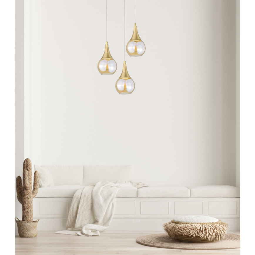 Luster na lanku LACRIMA WHITE 3xE27/60W/230V pr. 30 cm