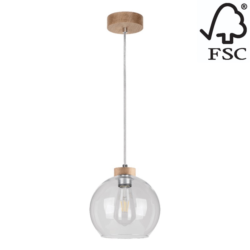 Luster na lanku LAGUNA 1xE27/60W/230V dub – FSC certifikované