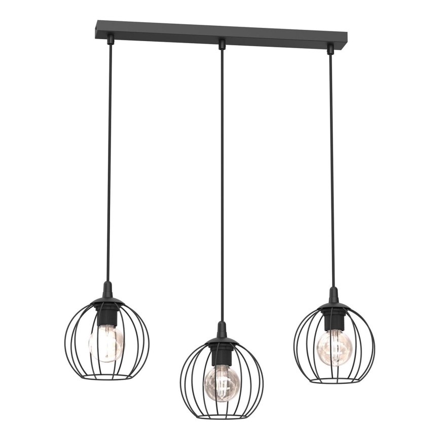 Luster na lanku LAPS 3xE27/15W/230W čierna