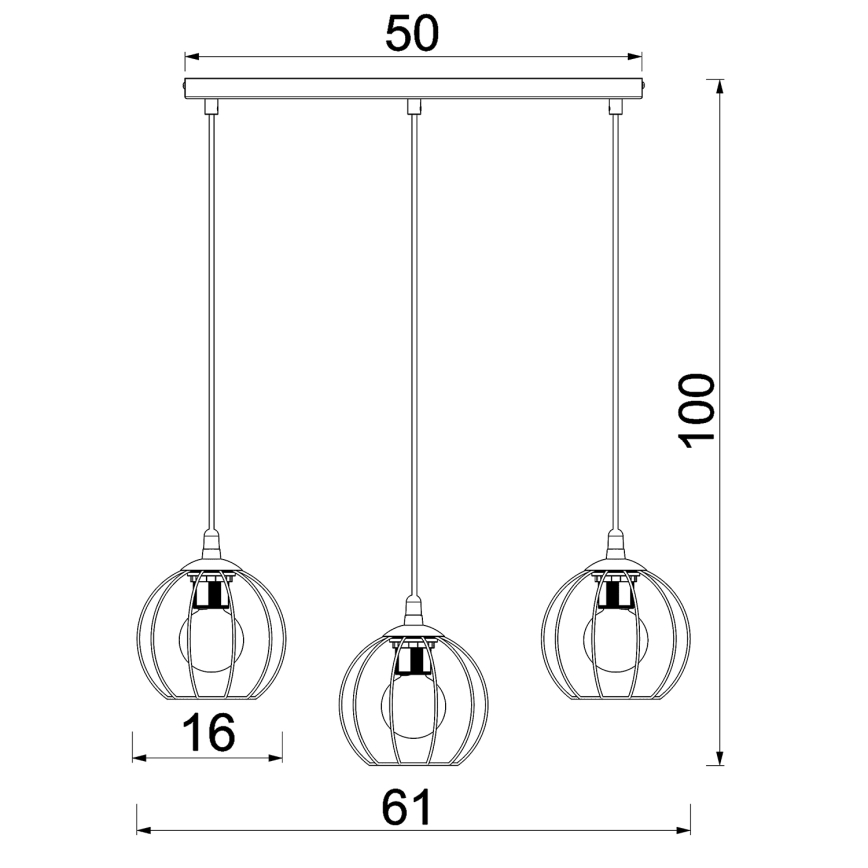 Luster na lanku LAPS 3xE27/15W/230W čierna