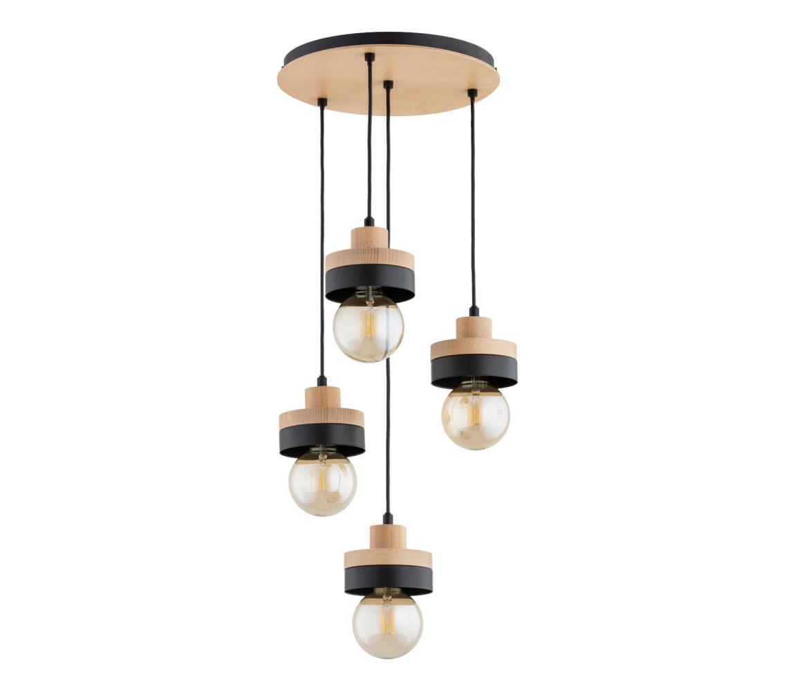 Luster na lanku LARSO 4xE27/15W/230V čierna/béžová 63408