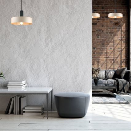 Luster na lanku LATTE 1xE27/60W/230V béžová/čierna