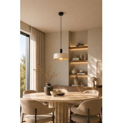 Luster na lanku LATTE 1xE27/60W/230V béžová/čierna