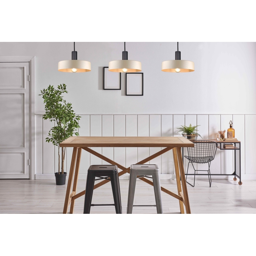 Luster na lanku LATTE 3xE27/60W/230V béžová/čierna