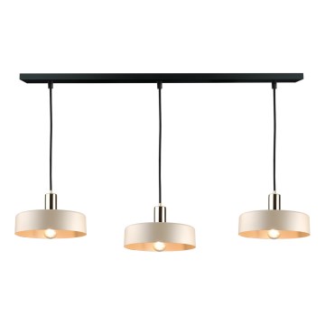 Luster na lanku LATTE 3xE27/60W/230V béžová/čierna/lesklý chróm