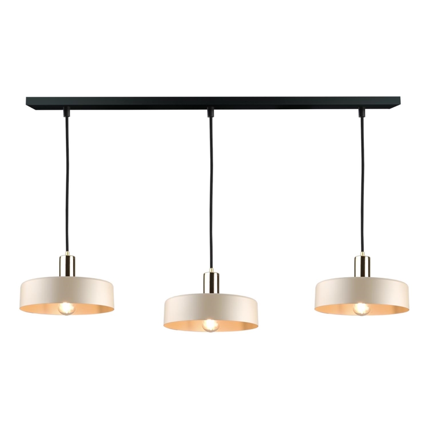 Luster na lanku LATTE 3xE27/60W/230V béžová/čierna/lesklý chróm