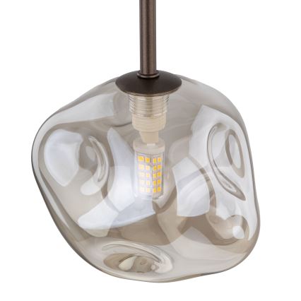 Luster na lanku LAVA 1xG9/8W/230V bronzová/dymová béžová