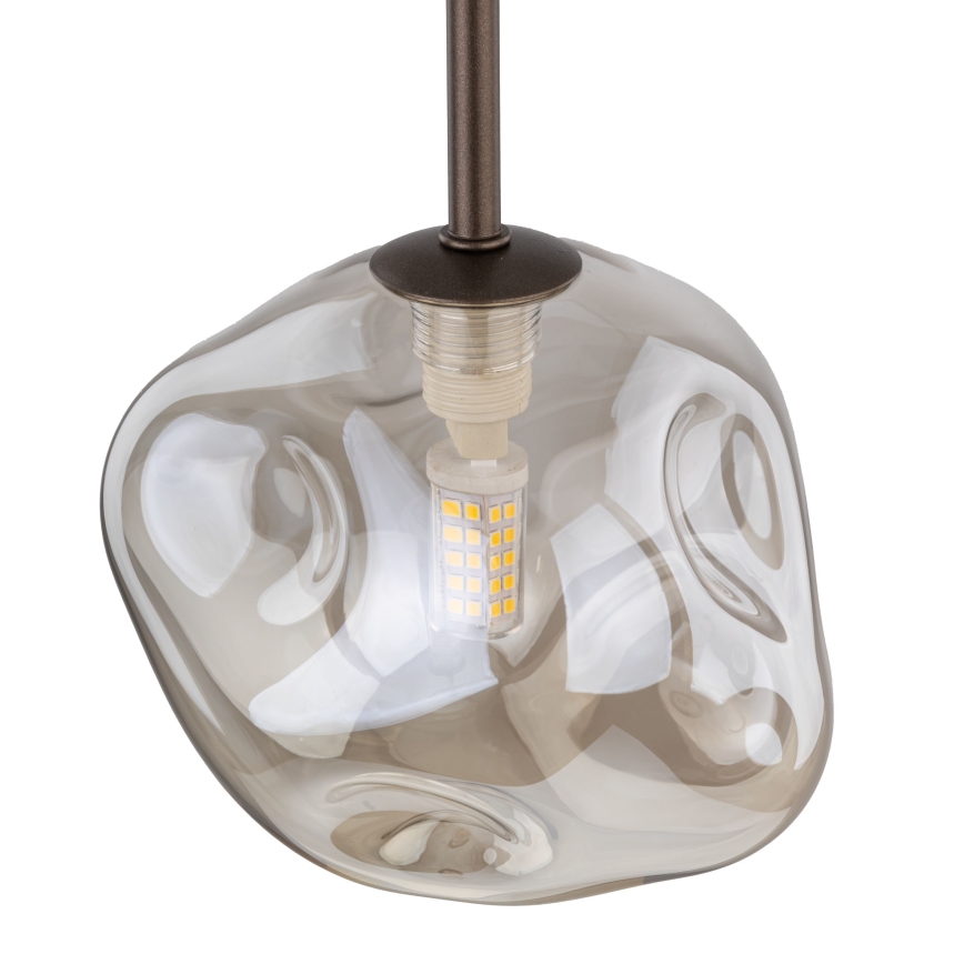 Luster na lanku LAVA 1xG9/8W/230V bronzová/dymová béžová