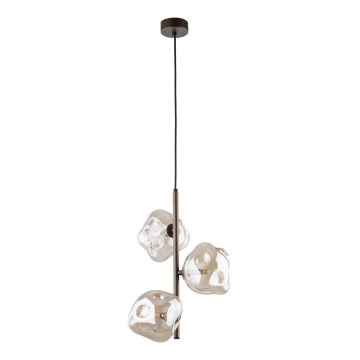 Luster na lanku LAVA 3xG9/8W/230V bronzový/dymovo-béžový