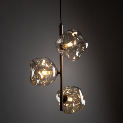 Luster na lanku LAVA 3xG9/8W/230V bronzový/dymovo-béžový