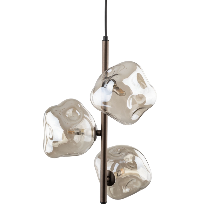 Luster na lanku LAVA 3xG9/8W/230V bronzový/dymovo-béžový