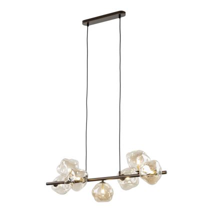 Luster na lanku LAVA 7xG9/8W/230V bronzová/dymovo-béžová