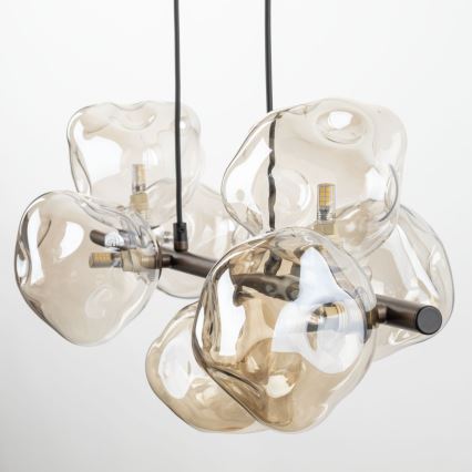 Luster na lanku LAVA 7xG9/8W/230V bronzová/dymovo-béžová