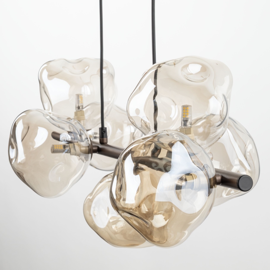 Luster na lanku LAVA 7xG9/8W/230V bronzová/dymovo-béžová