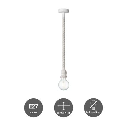 Luster na lanku LEONARDO ROPE 1xE27/10W/230V biela