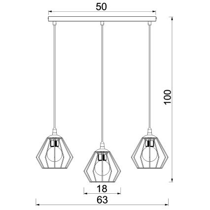 Luster na lanku LETI 3xE27/15W/230W čierna