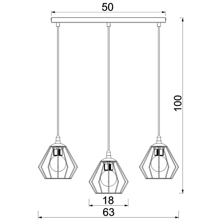 Luster na lanku LETI 3xE27/15W/230W čierna