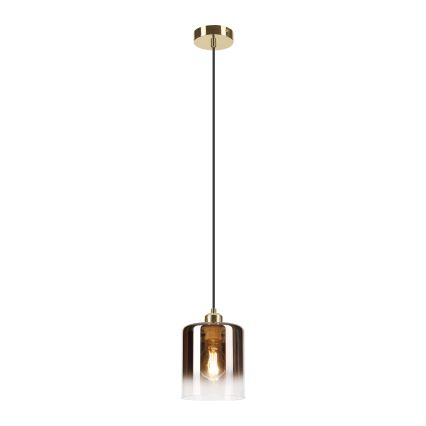 Luster na lanku LIAH 1xE27/15W/230V zlatá/dymovo-hnedá