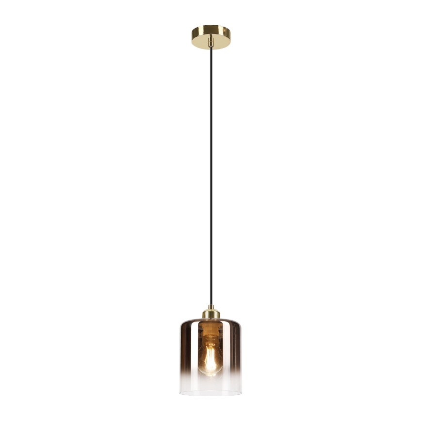 Luster na lanku LIAH 1xE27/15W/230V zlatá/dymovo-hnedá