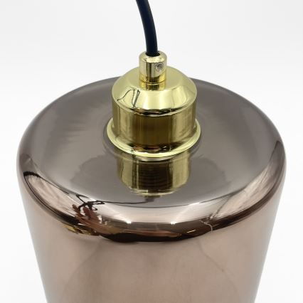 Luster na lanku LIAH 1xE27/15W/230V zlatá/dymovo-hnedá