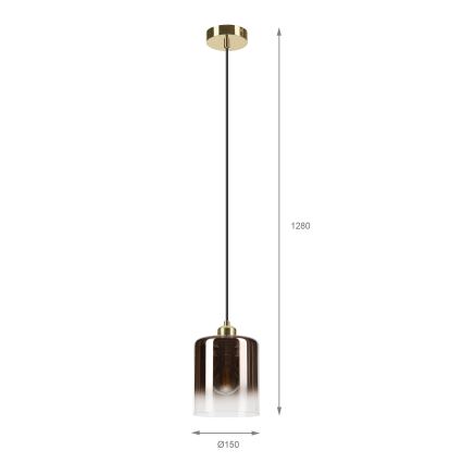 Luster na lanku LIAH 1xE27/15W/230V zlatá/dymovo-hnedá