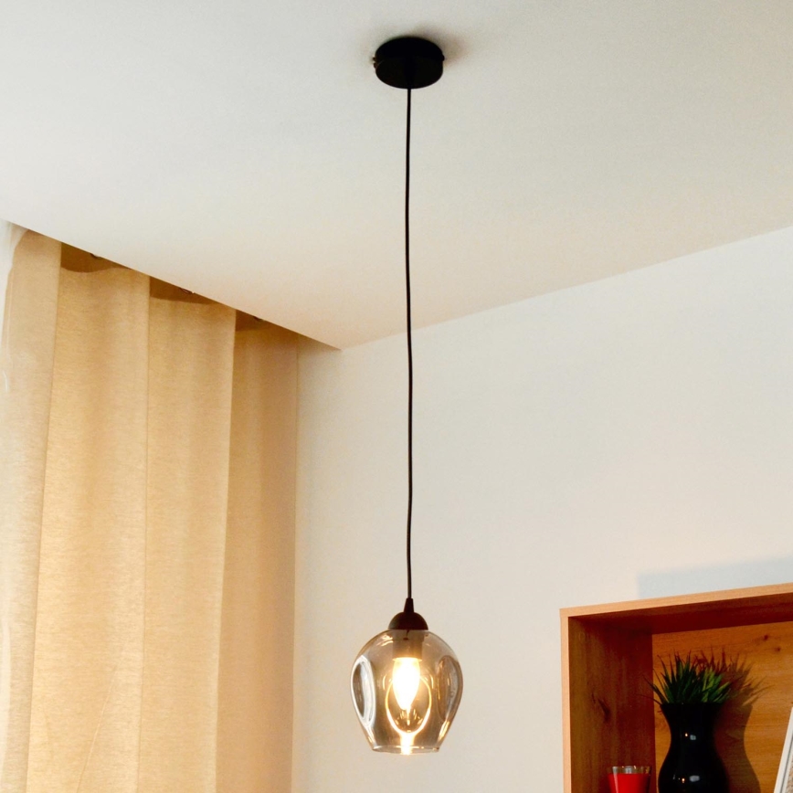 Luster na lanku LILI 1xE27/15W/230V čierna/šedá