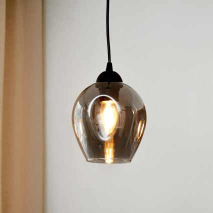 Luster na lanku LILI 1xE27/15W/230V čierna/šedá