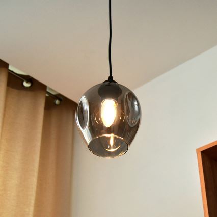 Luster na lanku LILI 1xE27/15W/230V čierna/šedá
