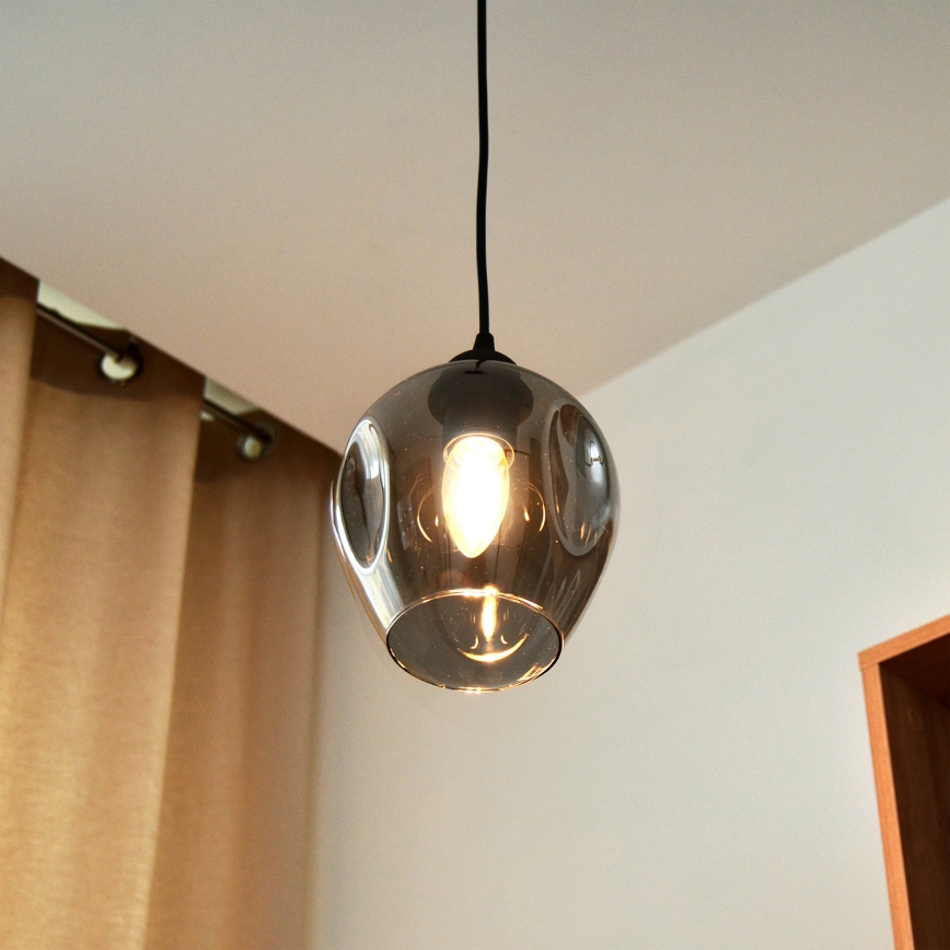 Luster na lanku LILI 1xE27/15W/230V čierna/šedá