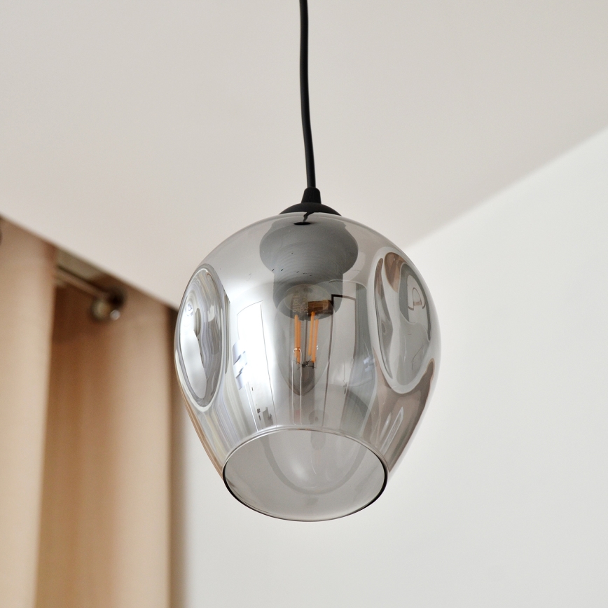 Luster na lanku LILI 1xE27/15W/230V čierna/šedá