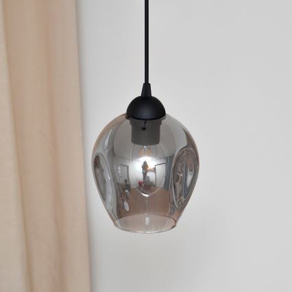 Luster na lanku LILI 1xE27/15W/230V čierna/šedá