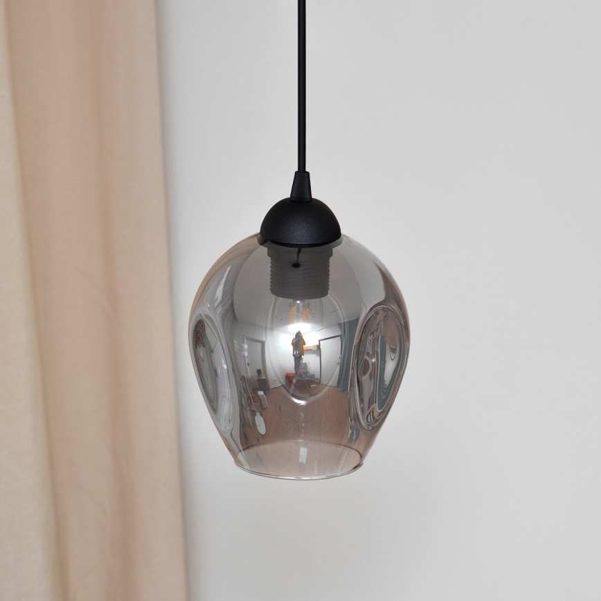 Luster na lanku LILI 1xE27/15W/230V čierna/šedá