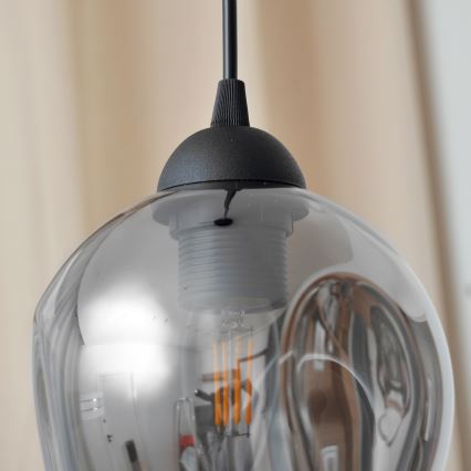 Luster na lanku LILI 1xE27/15W/230V čierna/šedá